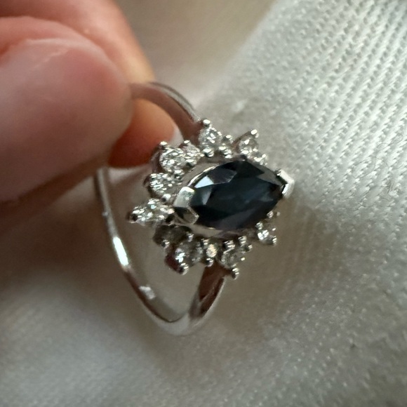 Jewelry - 18K White Gold Sapphire & Diamond Engagement Ring